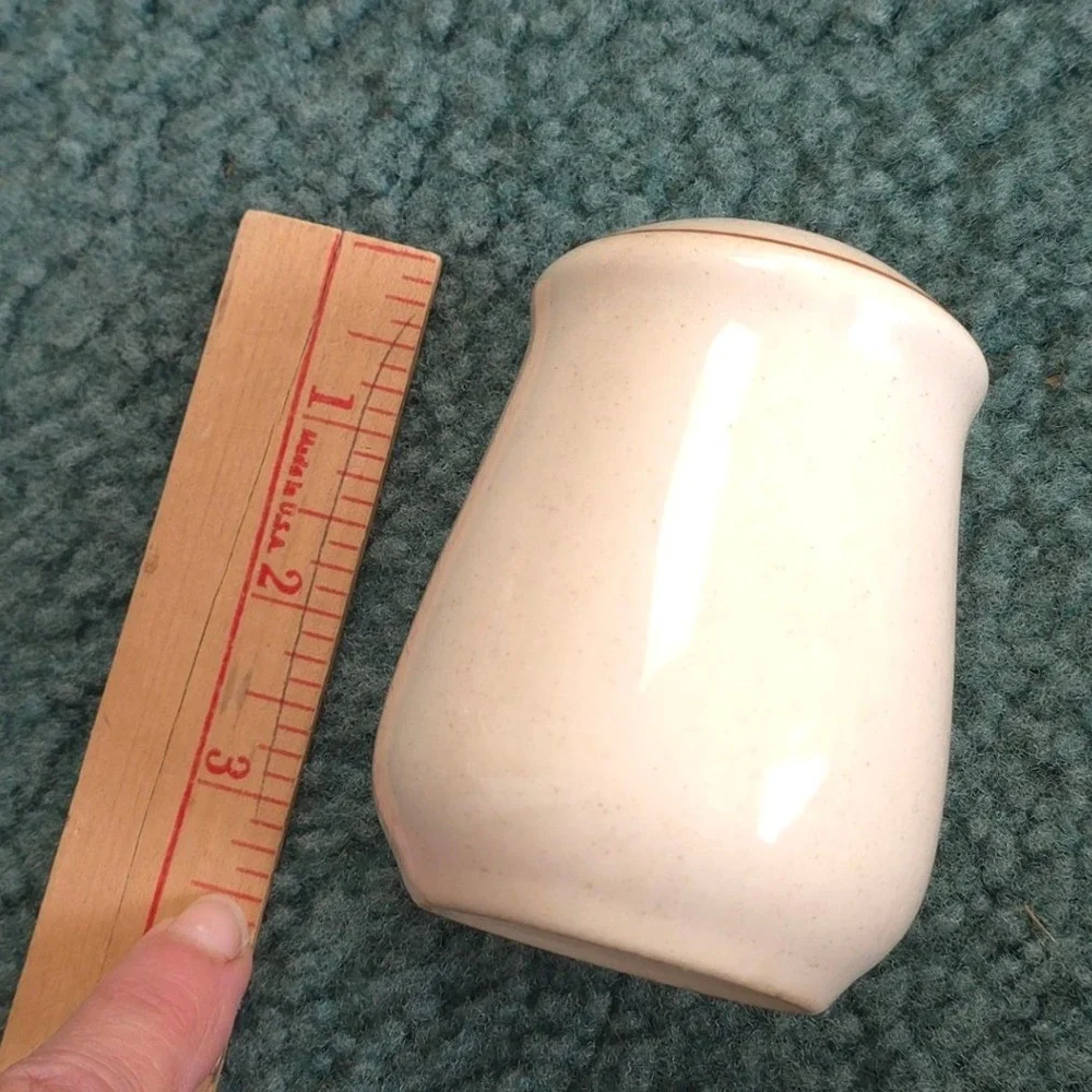 Vintage Newcor Our Country Stoneware Salt Shaker Cream Speckled Ceramic Houses